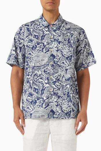 Printed Casual-fit Shirt in Lyocell-cotton Blend