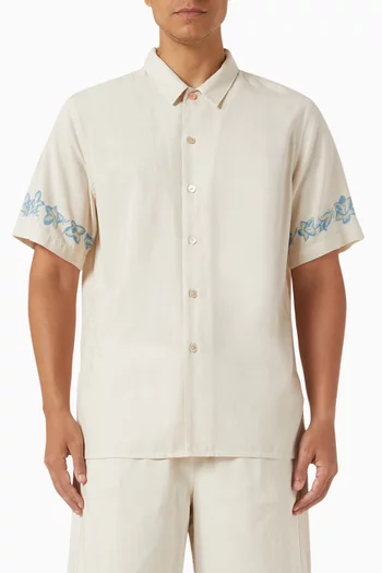 Floral Casual-fit Shirt in Lyocell-cotton Blend
