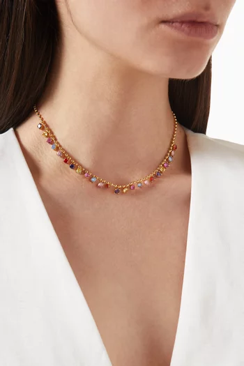 Mirror Drop Rainbow Necklace in 18kt Gold-plated Brass