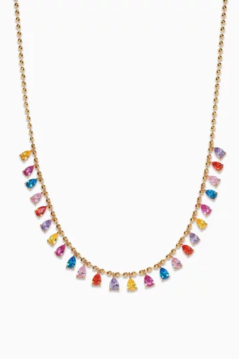 Mirror Drop Rainbow Necklace in 18kt Gold-plated Brass
