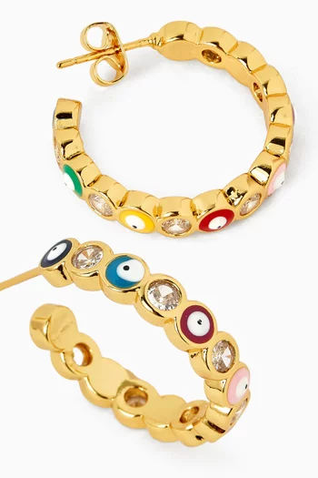 Serena Evil Eye Hoop Earrings in 18kt Gold-plated Brass