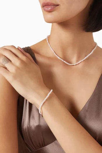 Rose Quartz Necklace in 18kt Gold-plated Brass