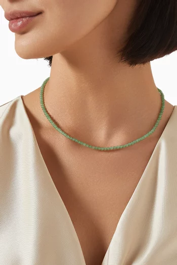 Jade Necklace in 18kt Gold-plated Brass