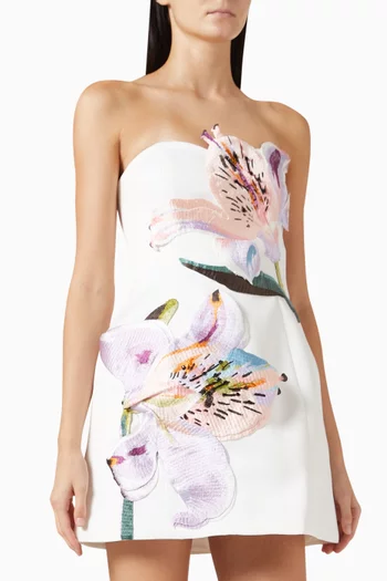 Rosario Appliqué Floral Bustier Mini Dress
