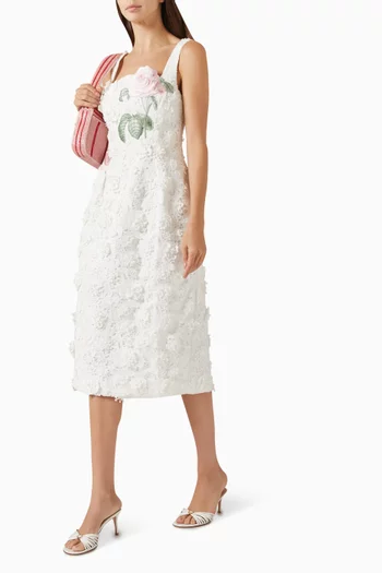 Larissa Embroidered Midi Dress in Lace