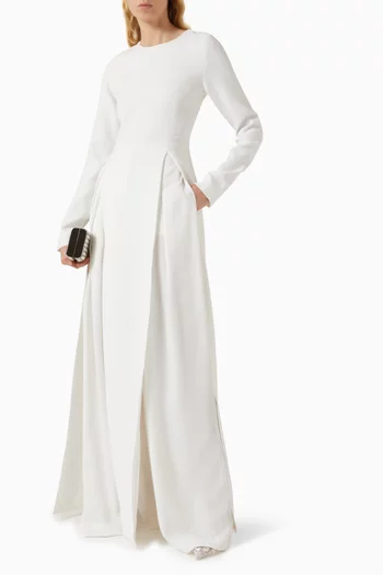 Long-sleeve High-slit Maxi Dress
