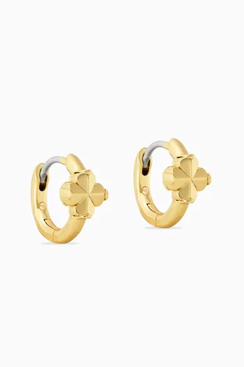 Spade Flower Huggie Earrings in Gold-plated Brass