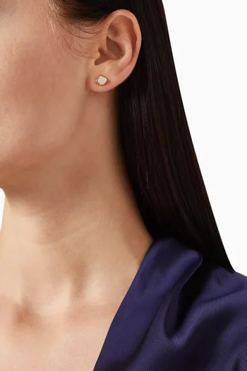 أقراط ميني منحوتة بالشكل البستوني نحاس مطلي بلون فضي