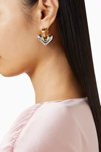 أقراط متدلية منحوتة بالشكل البستوني نحاس مطلي بلون ذهبي وفضي