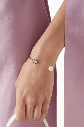 سوار بحلية زهرة بالشكل البستوني نحاس بلون فضي