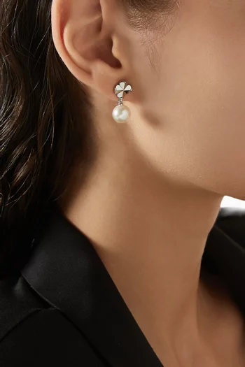 أقراط متدلية بتصميم زهور بالشكل البستوني نحاس بلون فضي