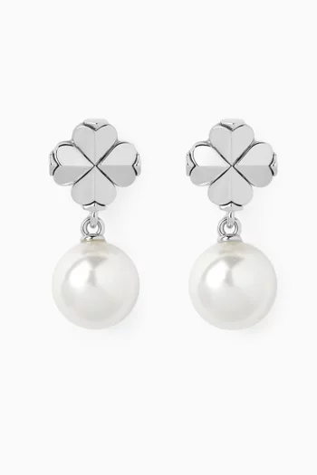 أقراط متدلية بتصميم زهور بالشكل البستوني نحاس بلون فضي