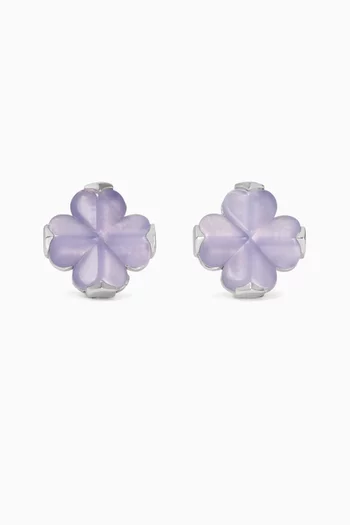 Spade Flower Stud Earrings in Silver-plated Brass