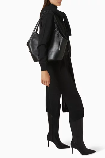 The Deco Tulip Tote Bag in Fine-Grain Leather