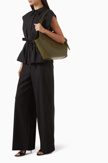 The Deco Tulip Tote Bag in Fine-Grain Leather