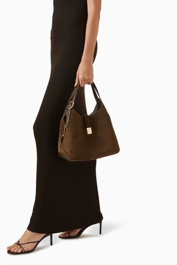 Deco Deco Crossbody Tote in Pebbled Leather & Suede