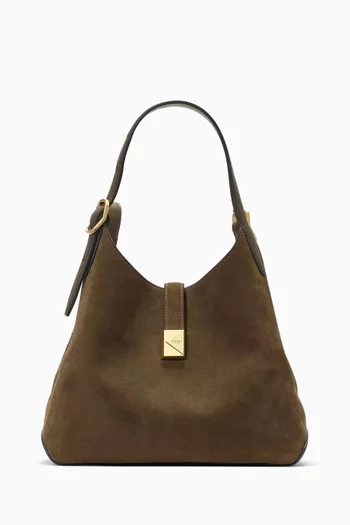 Deco Deco Crossbody Tote in Pebbled Leather & Suede