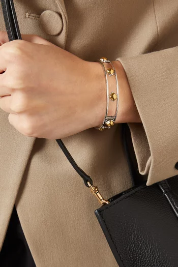 سوار مفرغ بحلي منحوتة على شكل قلب بستوني نحاس بلون فضي