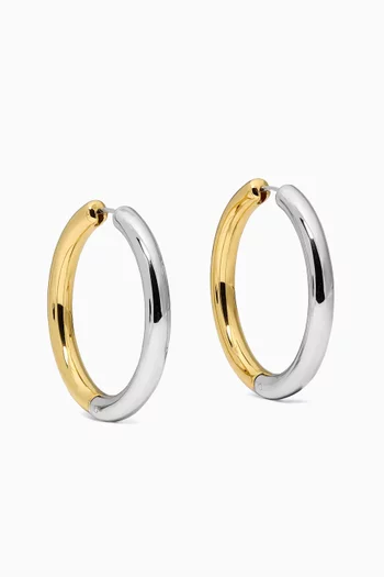 Interlock Hoop Earrings in Gold & Silver-plated Brass