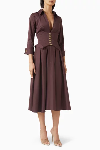 Corset Shirt Dress in Cotton-blend