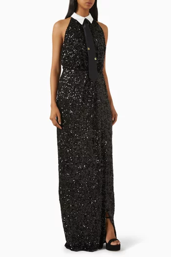 Sequin-embellished Shirt Gown