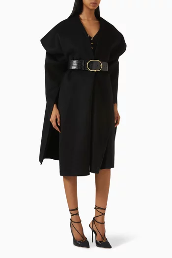 Belted Cape Coat in Wool