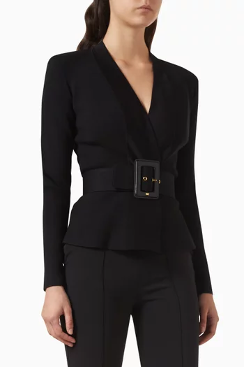 جاكيت بحزام مزيج فيسكوز