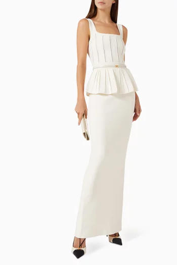 Peplum Belted Dress in Viscose-knit