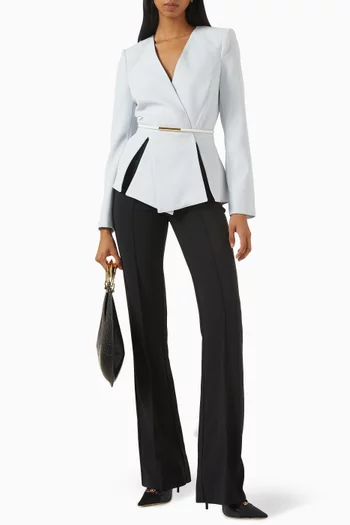 Chain-belt High-waisted Pants in Crepe