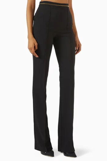 Chain-belt High-waisted Pants in Crepe