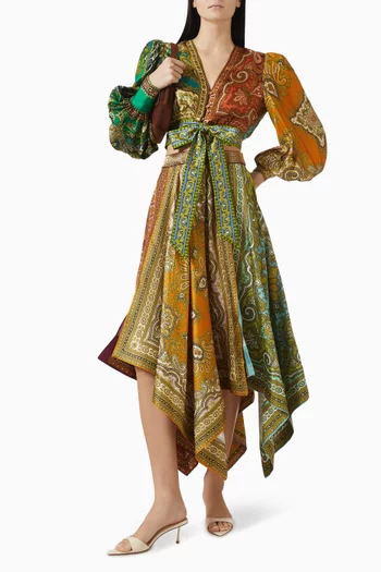 Clemenza Spliced Crop Blouse in Silk
