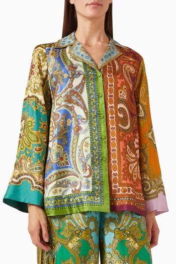 Clemenza Spliced Shirt in Silk