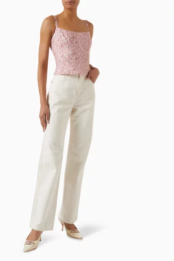 Hattie Floral-print Top in Linen
