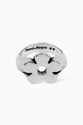 Flower Ring in Silver-plated Brass