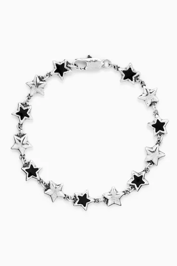 Enamelled Stars Bracelet in Silver-plated Brass