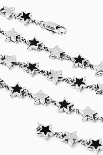 Enamelled Stars Necklace in Silver-plated Brass