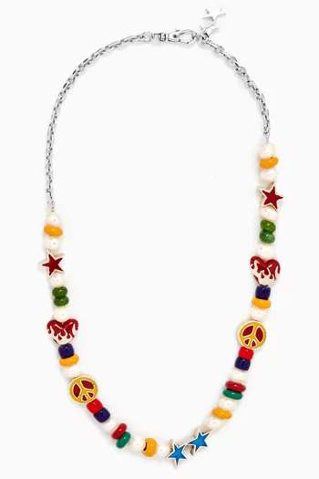 Yin Yang Flame Beaded Necklace