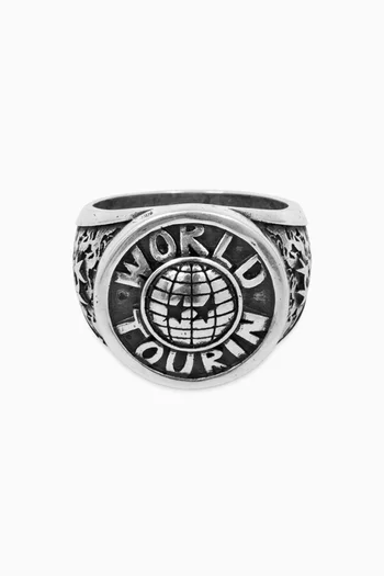 Globe Graduation Ring in Sterling Silver