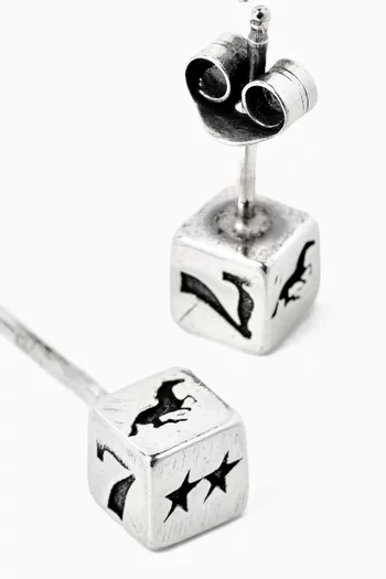 Dice Stud Earrings in Sterling Silver