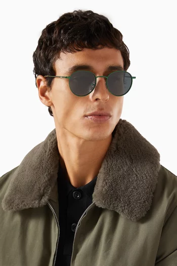 James Round Sunglasses in Stainless Steel