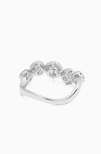 Curved Crystal Ring in 925 Sterling Silver