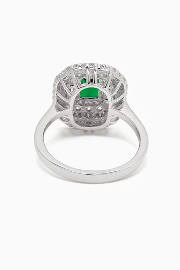 Emerald Crystal Ring in 925 Sterling Silver