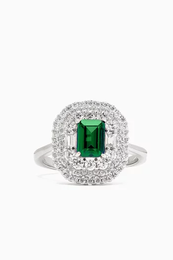 Emerald Crystal Ring in 925 Sterling Silver