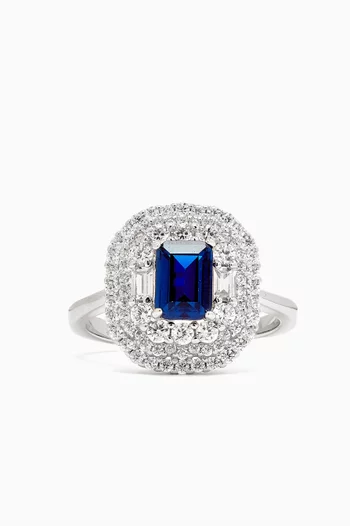 Emerald Crystal Ring in 925 Sterling Silver