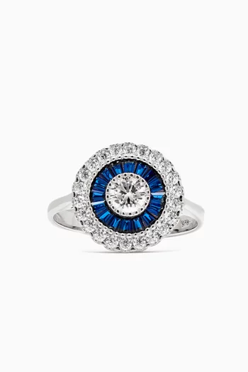 Sapphire Crystal Ring in 925 Sterling Silver