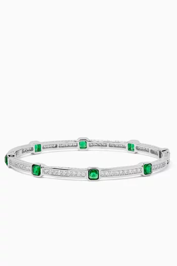 Crystal & Emerald Bracelet in Sterling Silver