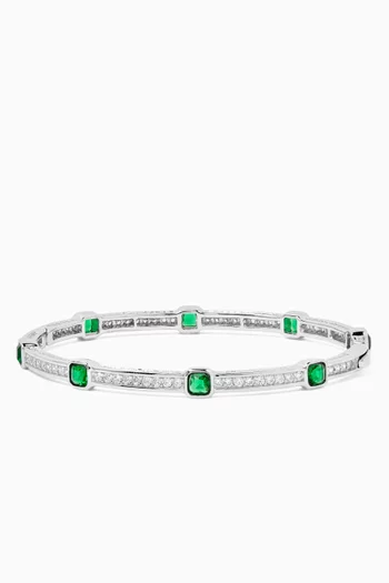Crystal & Emerald Bracelet in Sterling Silver