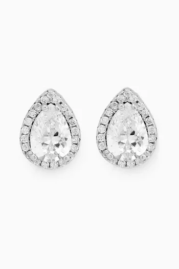 Teardrop Crystal Stud Earrings in 925 Sterling Silver