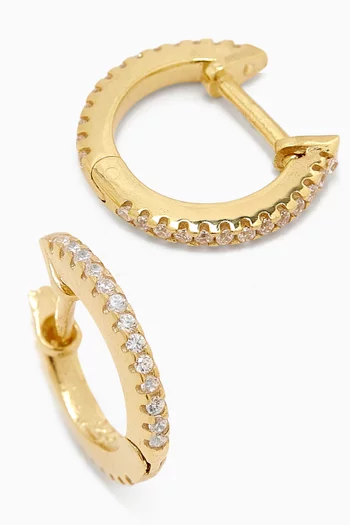 Crystal Huggie Earrings in Gold-plated Silver