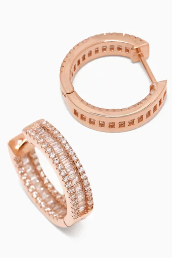 Crystal Huggies in Rose Gold-plated Silver